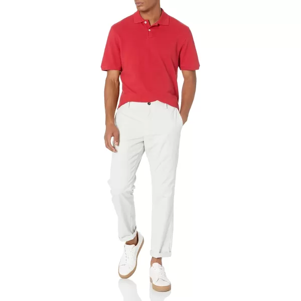 Amazon Essentials Mens SlimFit Cotton Pique Polo ShirtRed