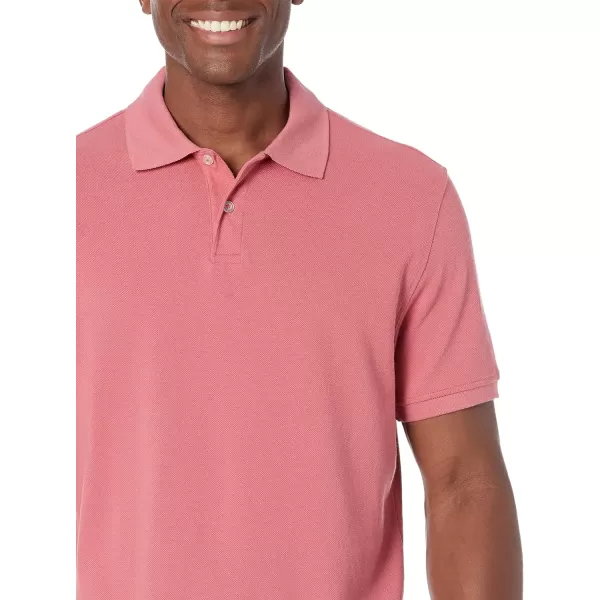 Amazon Essentials Mens SlimFit Cotton Pique Polo ShirtWashed Red