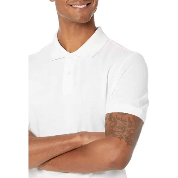 Amazon Essentials Mens SlimFit Cotton Pique Polo ShirtWhite