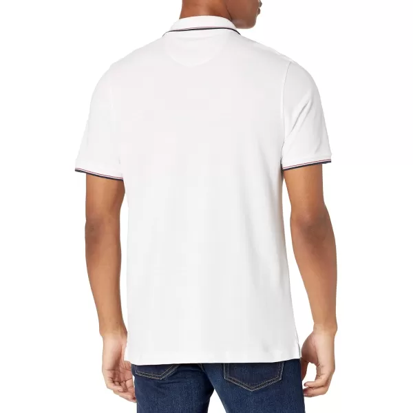 Amazon Essentials Mens SlimFit Cotton Pique Polo ShirtWhiteRedNavy