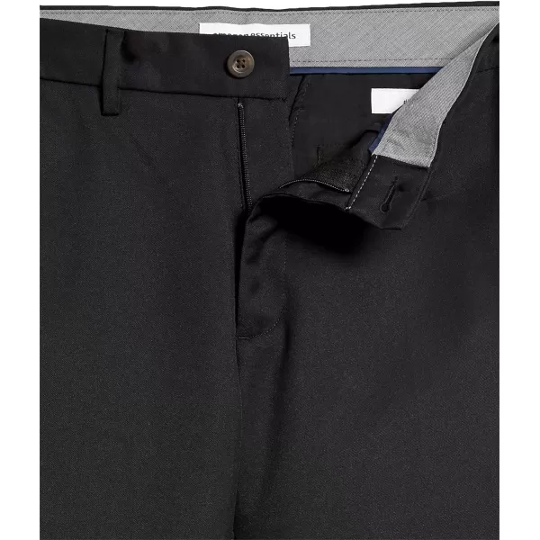 Amazon Essentials Mens SlimFit FlatFront Dress PantPolyester Black