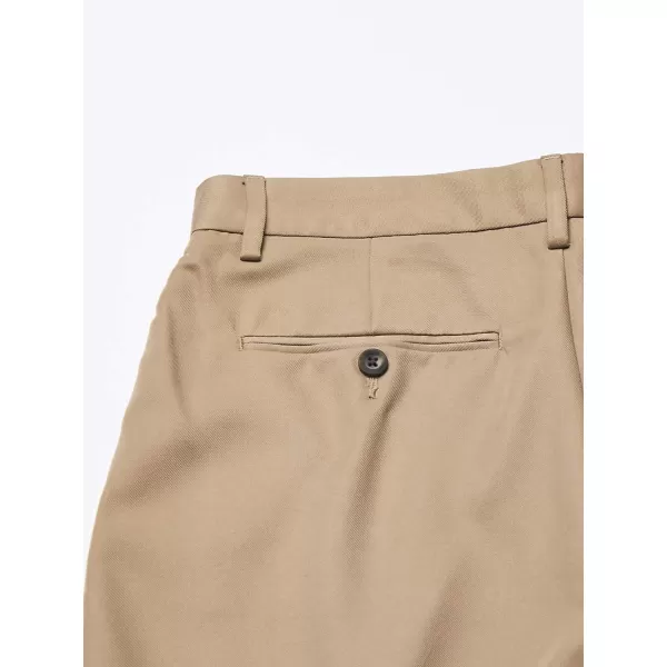 Amazon Essentials Mens SlimFit FlatFront Dress PantPolyester Khaki Brown