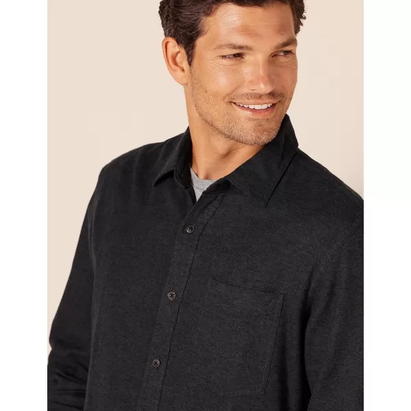 Amazon Essentials Mens SlimFit LongSleeve Flannel ShirtBlack