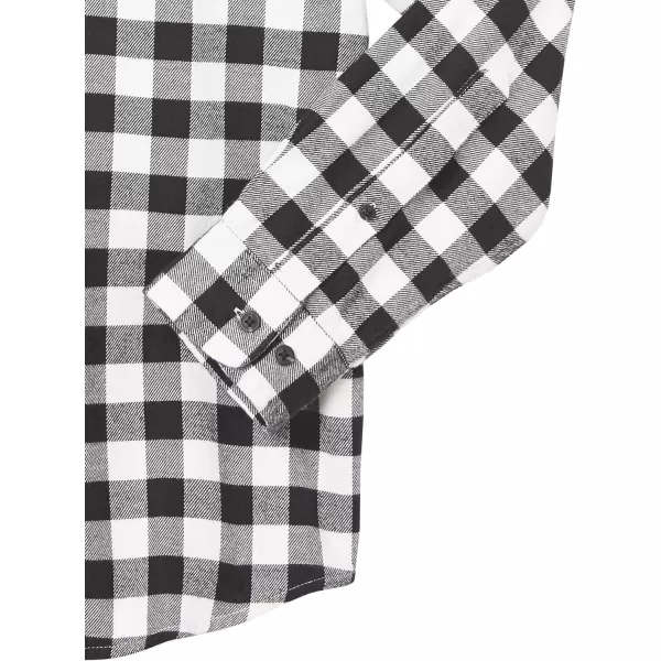 Amazon Essentials Mens SlimFit LongSleeve Flannel ShirtBlack Buffalo Plaid