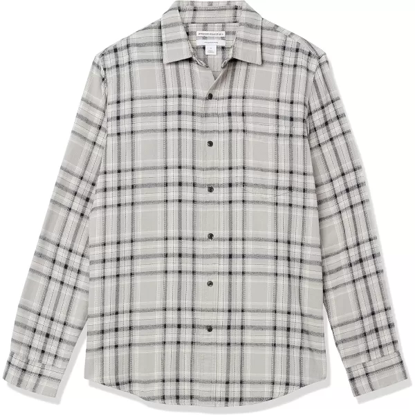 Amazon Essentials Mens SlimFit LongSleeve Flannel ShirtBlack Light Grey Plaid