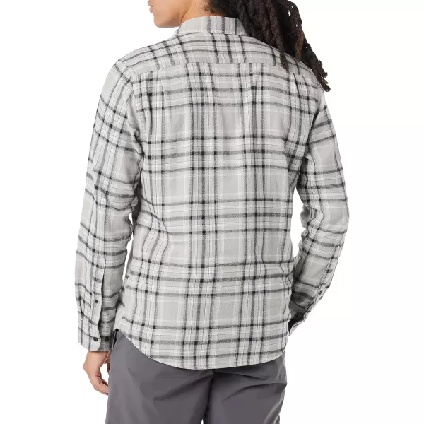 Amazon Essentials Mens SlimFit LongSleeve Flannel ShirtBlack Light Grey Plaid