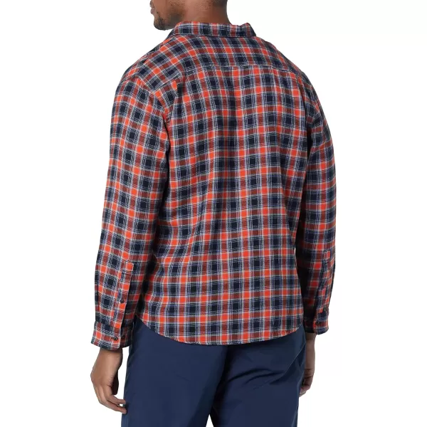 Amazon Essentials Mens SlimFit LongSleeve Flannel ShirtBlack Orange Plaid