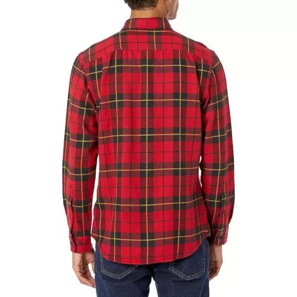 Amazon Essentials Mens SlimFit LongSleeve Flannel ShirtBlack Red Plaid