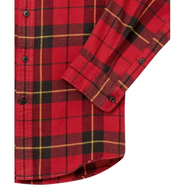 Amazon Essentials Mens SlimFit LongSleeve Flannel ShirtBlack Red Plaid