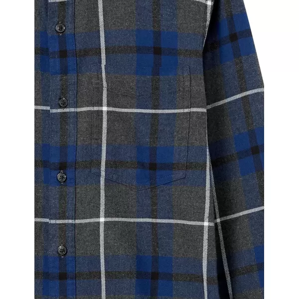 Amazon Essentials Mens SlimFit LongSleeve Flannel ShirtBlue Charcoal Heather Plaid