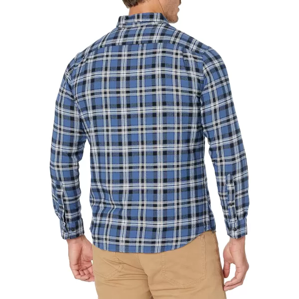 Amazon Essentials Mens SlimFit LongSleeve Flannel ShirtBlue Navy Plaid