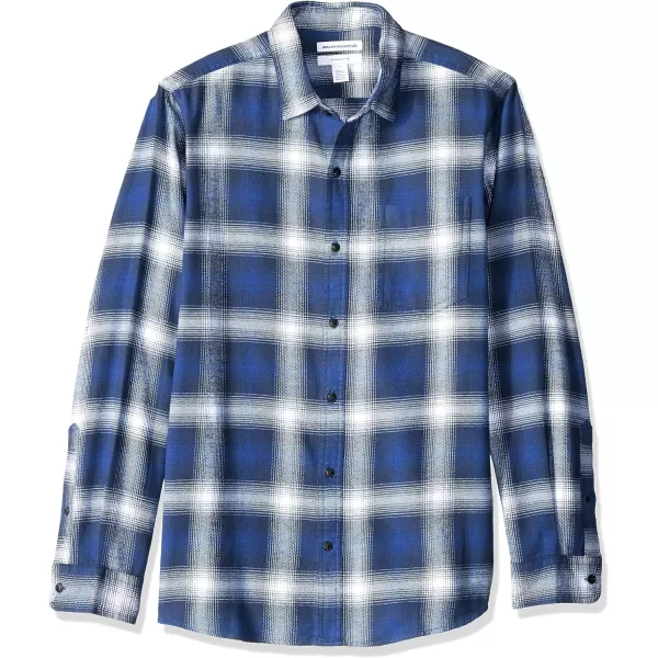 Amazon Essentials Mens SlimFit LongSleeve Flannel ShirtBlue White Plaid