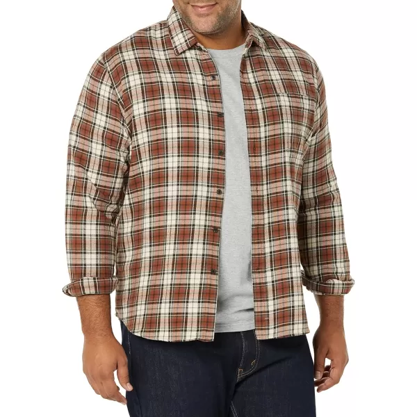 Amazon Essentials Mens SlimFit LongSleeve Flannel ShirtBrown White Plaid