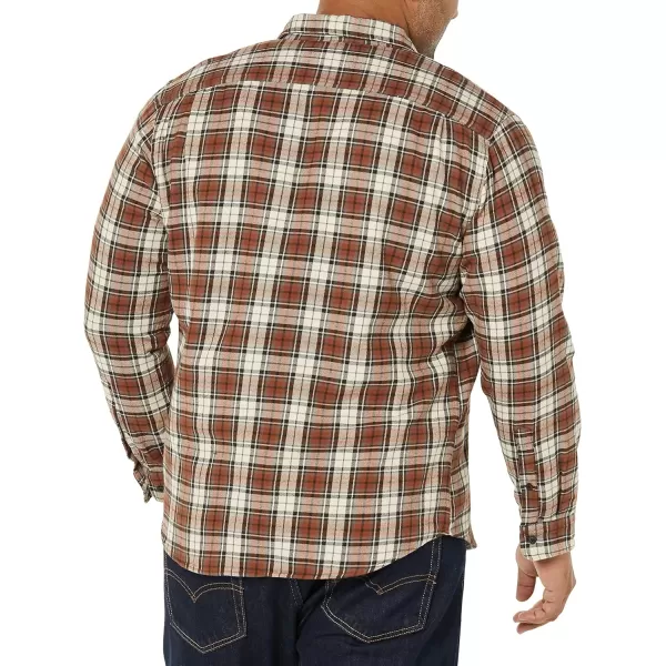 Amazon Essentials Mens SlimFit LongSleeve Flannel ShirtBrown White Plaid