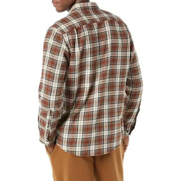 Amazon Essentials Mens SlimFit LongSleeve Flannel ShirtBrown White Plaid