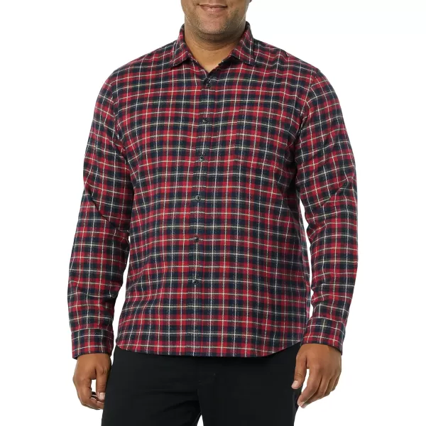 Amazon Essentials Mens SlimFit LongSleeve Flannel ShirtDark Red Plaid