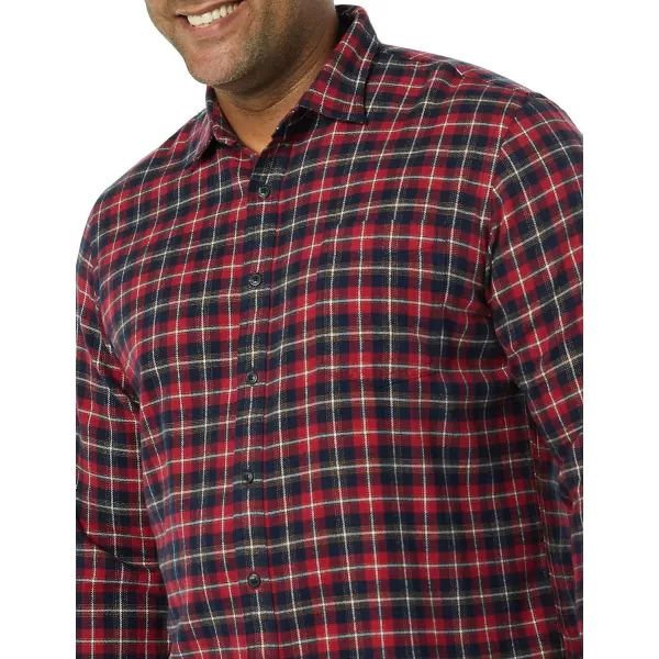 Amazon Essentials Mens SlimFit LongSleeve Flannel ShirtDark Red Plaid