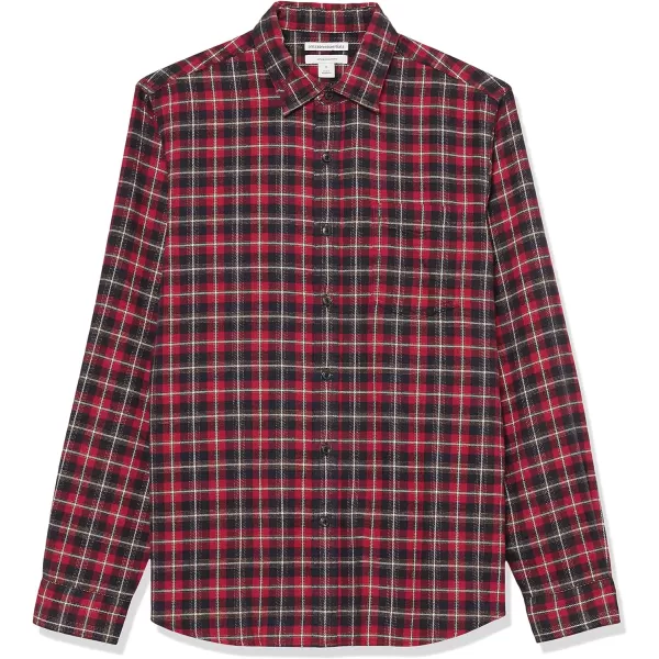 Amazon Essentials Mens SlimFit LongSleeve Flannel ShirtDark Red Plaid