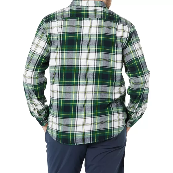 Amazon Essentials Mens SlimFit LongSleeve Flannel ShirtGreen Plaid