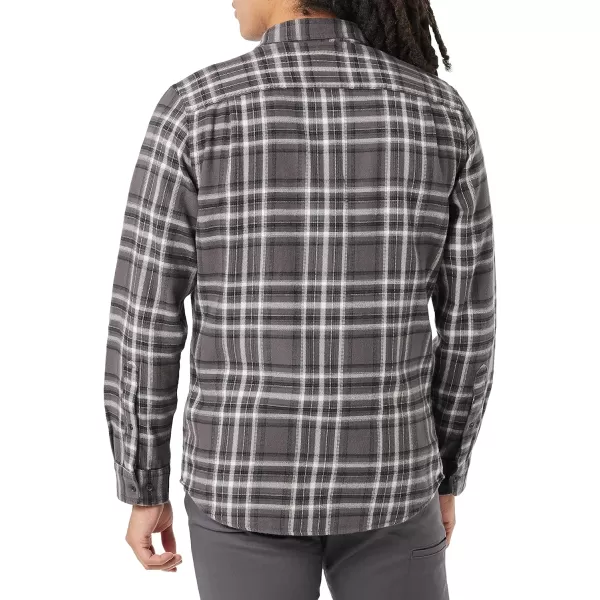 Amazon Essentials Mens SlimFit LongSleeve Flannel ShirtGrey White Plaid