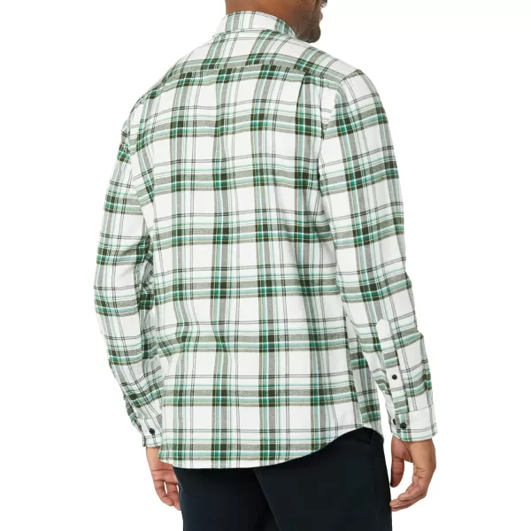 Amazon Essentials Mens SlimFit LongSleeve Flannel ShirtLight Green Plaid