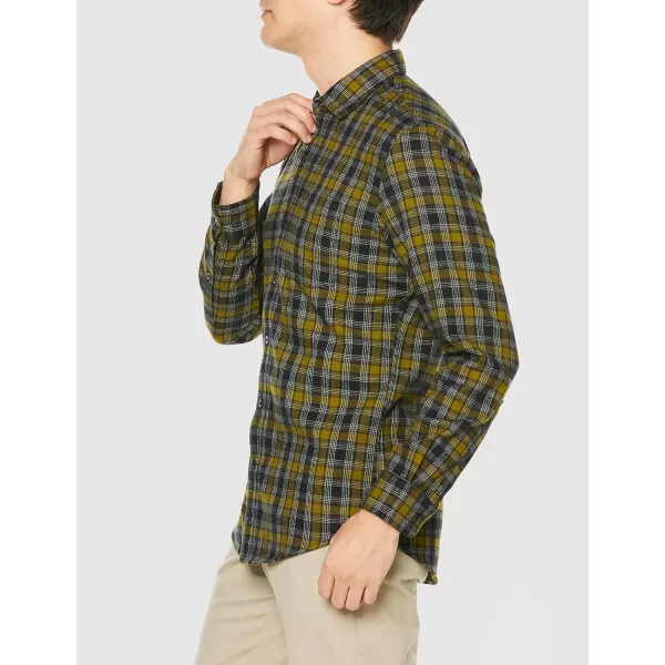 Amazon Essentials Mens SlimFit LongSleeve Flannel ShirtOlive Plaid