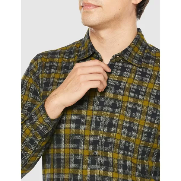 Amazon Essentials Mens SlimFit LongSleeve Flannel ShirtOlive Plaid