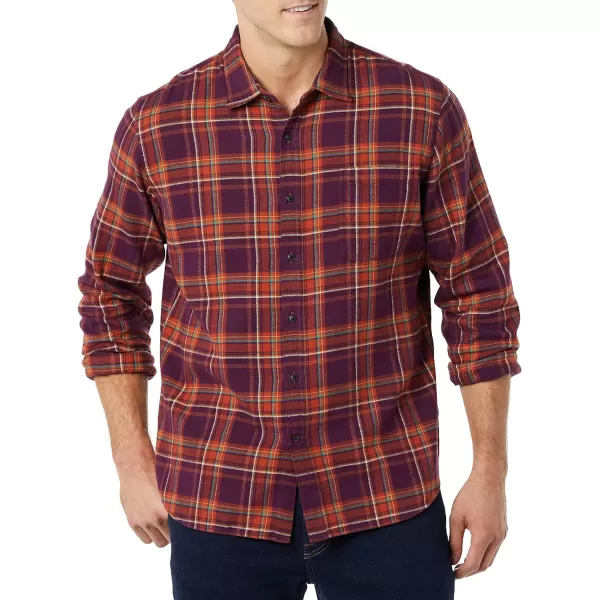 Amazon Essentials Mens SlimFit LongSleeve Flannel ShirtPlum Plaid