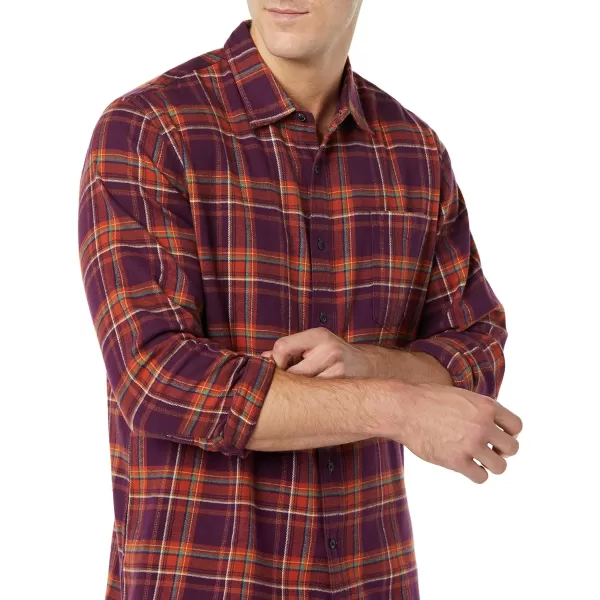 Amazon Essentials Mens SlimFit LongSleeve Flannel ShirtPlum Plaid