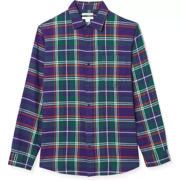 Amazon Essentials Mens SlimFit LongSleeve Flannel ShirtPurple Plaid