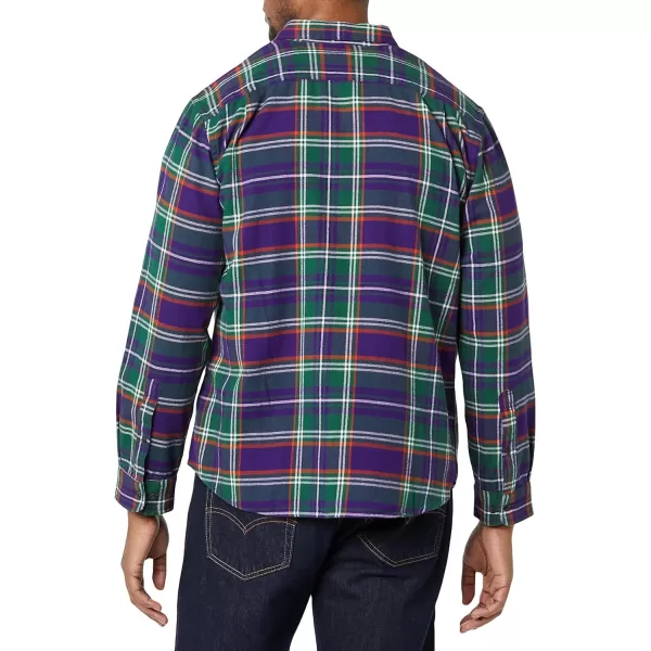 Amazon Essentials Mens SlimFit LongSleeve Flannel ShirtPurple Plaid