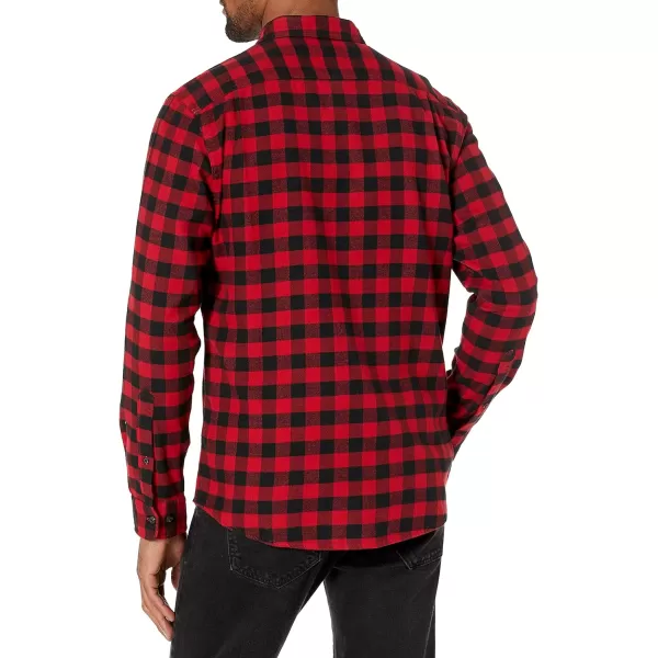 Amazon Essentials Mens SlimFit LongSleeve Flannel ShirtRed Buffalo Plaid