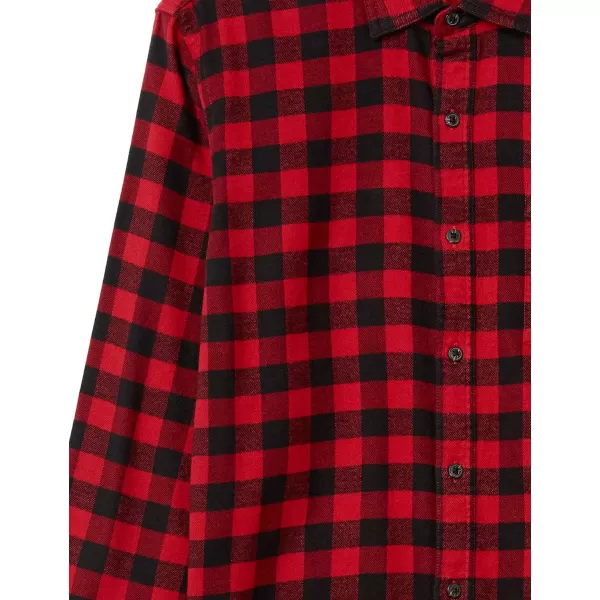 Amazon Essentials Mens SlimFit LongSleeve Flannel ShirtRed Buffalo Plaid