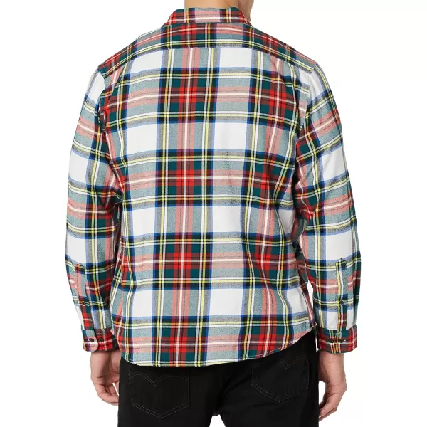 Amazon Essentials Mens SlimFit LongSleeve Flannel ShirtRed White Tartan Plaid