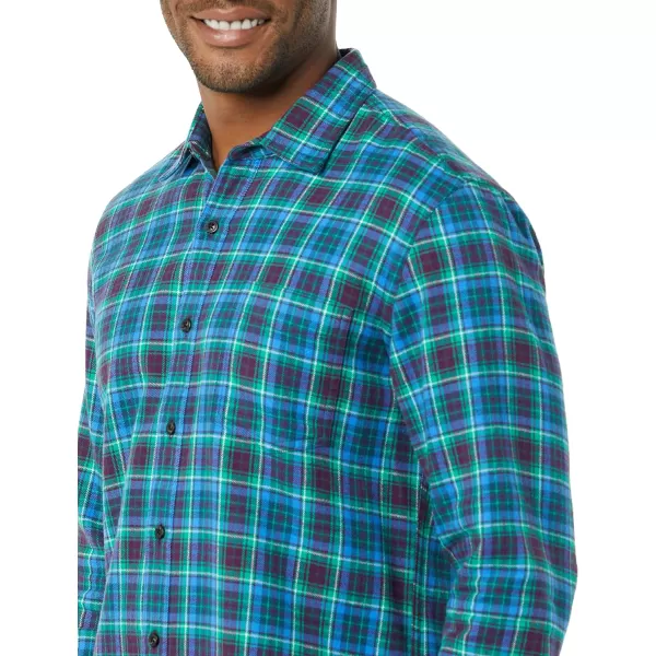 Amazon Essentials Mens SlimFit LongSleeve Flannel ShirtTeal Blue Plaid