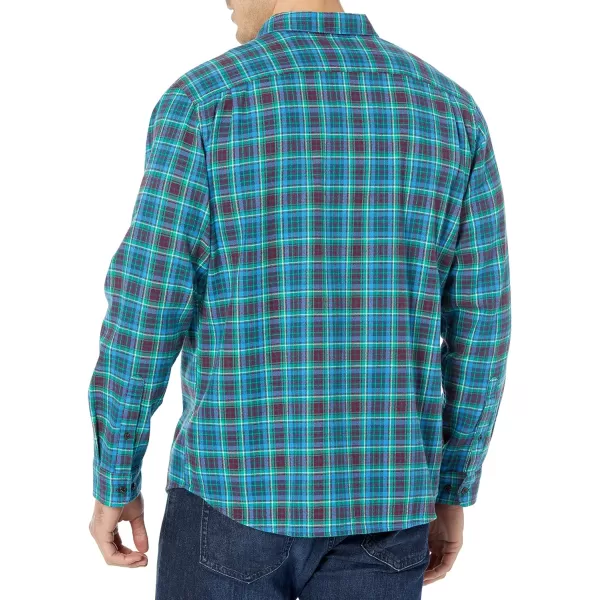 Amazon Essentials Mens SlimFit LongSleeve Flannel ShirtTeal Blue Plaid