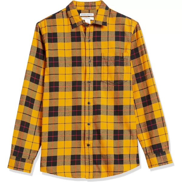 Amazon Essentials Mens SlimFit LongSleeve Flannel ShirtYellow Plaid