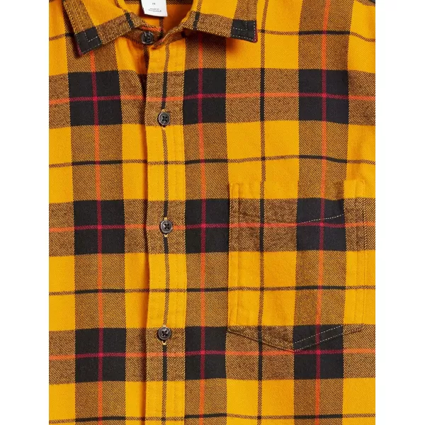 Amazon Essentials Mens SlimFit LongSleeve Flannel ShirtYellow Plaid