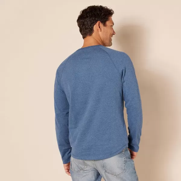 Amazon Essentials Mens SlimFit LongSleeve Henley ShirtBlue Heather