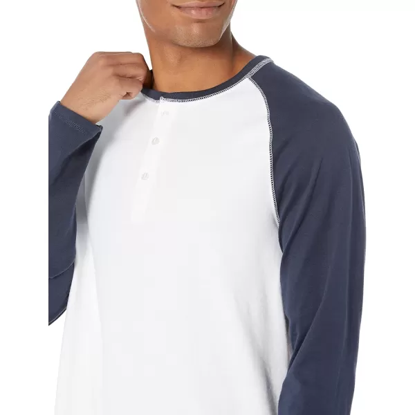 Amazon Essentials Mens SlimFit LongSleeve Henley ShirtIndigo White