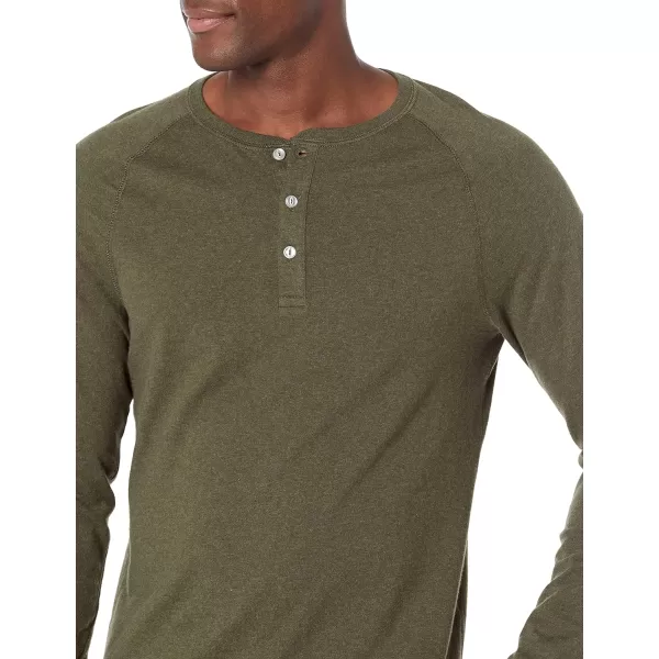 Amazon Essentials Mens SlimFit LongSleeve Henley ShirtOlive Heather