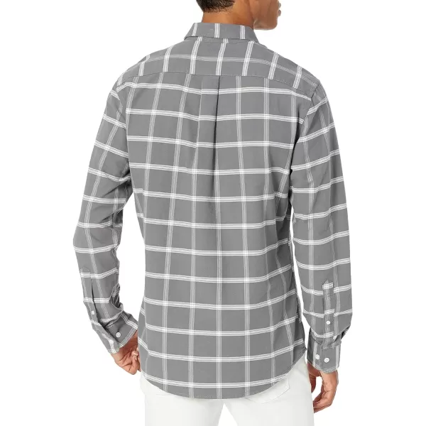 Amazon Essentials Mens SlimFit LongSleeve Oxford ShirtGrey Windowpane