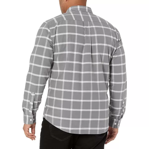 Amazon Essentials Mens SlimFit LongSleeve Oxford ShirtGrey Windowpane