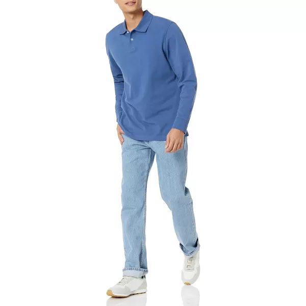 Amazon Essentials Mens SlimFit LongSleeve Pique PoloBlue