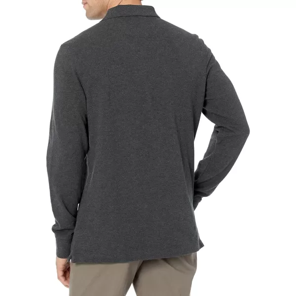 Amazon Essentials Mens SlimFit LongSleeve Pique PoloCharcoal Heather