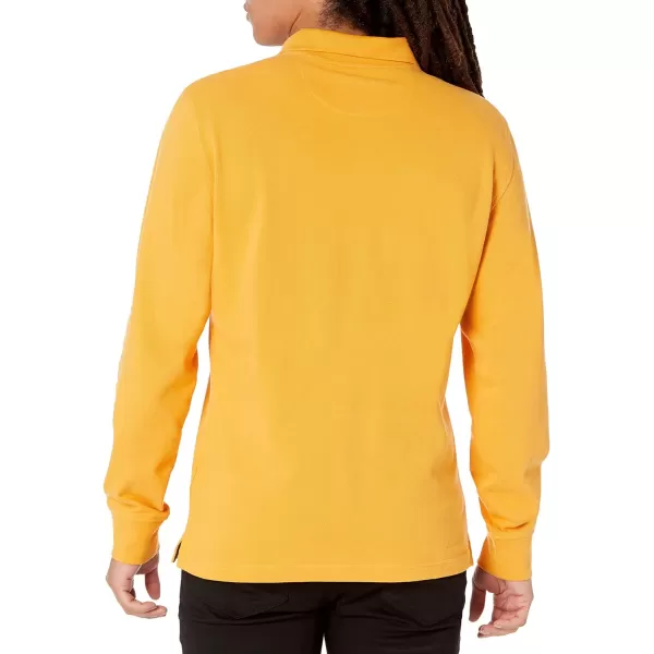 Amazon Essentials Mens SlimFit LongSleeve Pique PoloDark Yellow