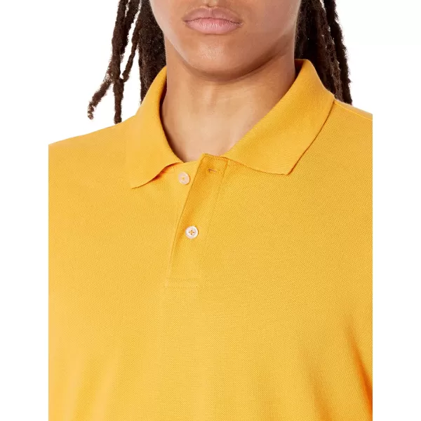 Amazon Essentials Mens SlimFit LongSleeve Pique PoloDark Yellow