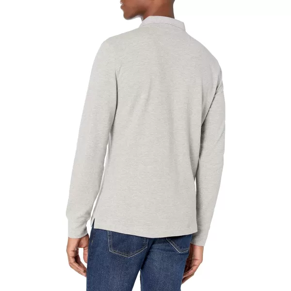 Amazon Essentials Mens SlimFit LongSleeve Pique PoloLight Grey Heather