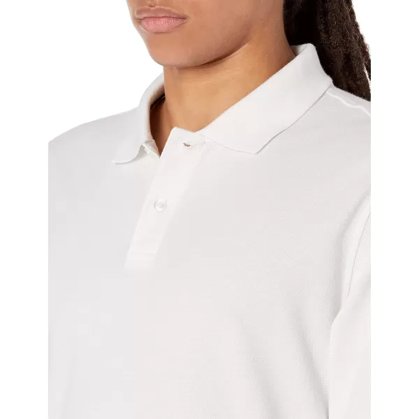 Amazon Essentials Mens SlimFit LongSleeve Pique PoloWhite