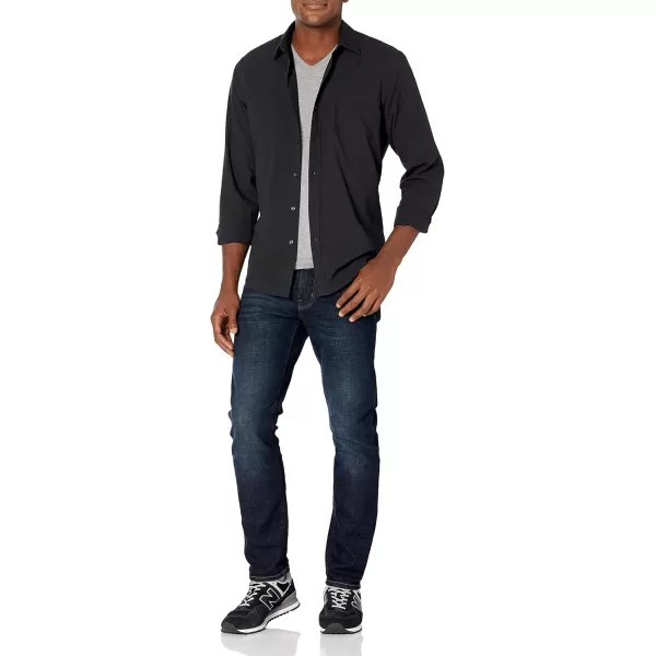 Amazon Essentials Mens SlimFit LongSleeve Poplin ShirtBlack